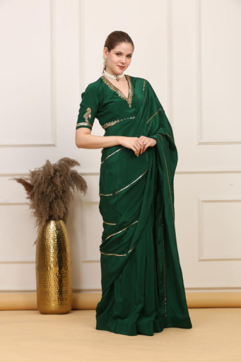 Sarasvi Gota Patti Silk Lehenga Set - Pink