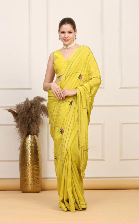 Sarasvi Gota Patti Silk Lehenga Set - Pink