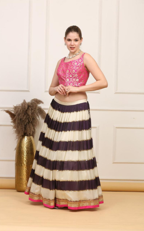 Sarasvi Gota Patti Silk Lehenga Set - Pink